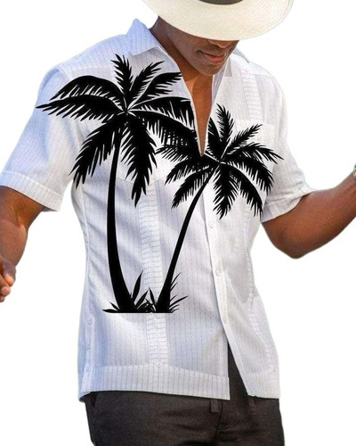 Yo) Camisa Hawaiana Moda Casual Estilo Slim Fit For Hombre