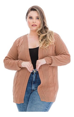 Cardigans Casaco Plus Size Blusa Tricot Maxi Trança -050