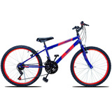 Bicicleta  De Passeio Forss Urbana Spike Aro 24 18v Freios V-brakes Câmbios Index 3v Y Index 6v Cor Azul Com Descanso Lateral