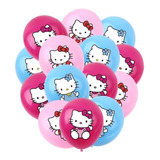 Set 10 Globos Latex Hello Kitty (rosados, Celeste, Fucsia)