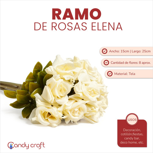 Rosas Artificiales Ramo Elena Vintage