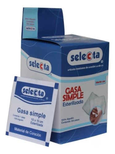 Gasa Simple Esterilizada  Selecta (10x10cm) C/100 Piezas