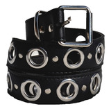 Cinturón Negro Ojal Grunge Gótico Unisex Rock