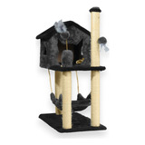 Casa Com Rede Arranhador Gatos Playground Brinquedos Sisal