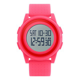 Reloj Unisex Skmei 1206 Sumergible Digital Alarma Cronometro Color De La Malla Rosa