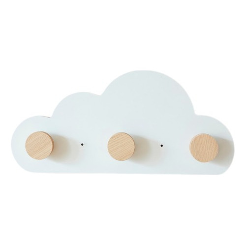 Perchero Nube De Madera Blanca Y Roble 3 Ganchos 