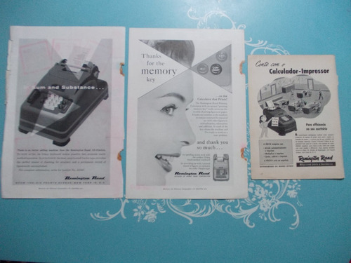 Propaganda Vintage (kit De 3). Remington Rand Calculador-imp