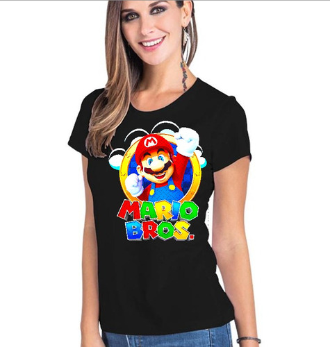 Playera - Dama -  Mario Bros - Super World Mariobros Clasico