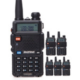 Kit 6 Rádio Comunicador Ht Dual Band Uhf Vhf Uv-5r Fm Fone Cor Preto