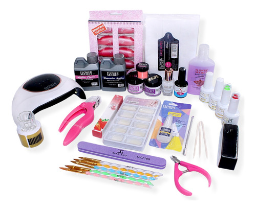 Kit De Uñas Acrilicas + Permanente + Lámpara 54watts