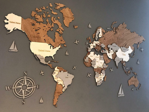 Mapa Mundial En Mdf Nuevo