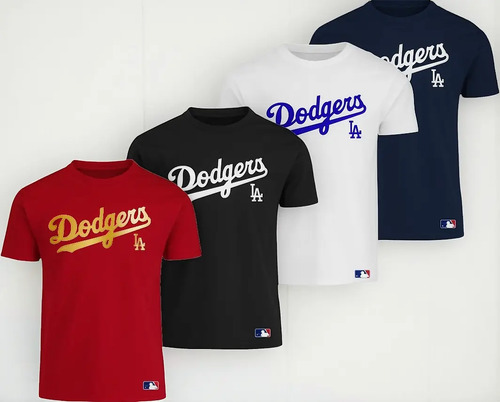 Playera Dodgers Los Angeles Paq 4 Pzs, Envio Incluido!!!