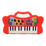 Teclado Musical Infantil Miraculous Ladybug Multikids Cor Vermelho