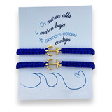 Pulseras Anclas Pareja Novios Macrame Chapa De Oro