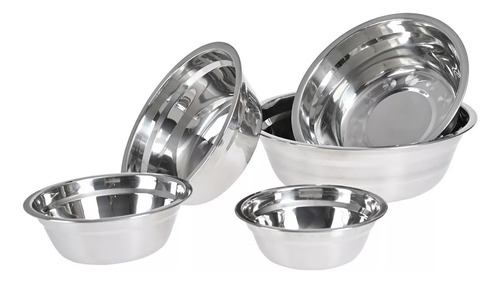 5 Pcs Ensaladera Tazón Para Mezclar Masa Acero Inox 16-24 Cm