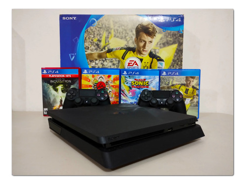 Sony Playstation 4 Slim 500gb Negro, 2 Controles Y 4 Juegos