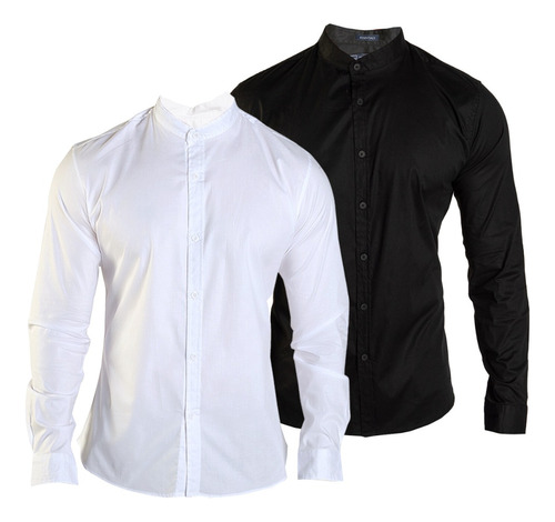 Paquete 2 Camisas Manga Larga Caballero Slim Fit De Hombre