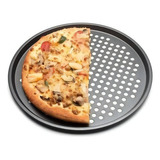 Forma Assadeira Perfurada Pizza Antiaderente 35cm Cinza Cor Cinza-escuro