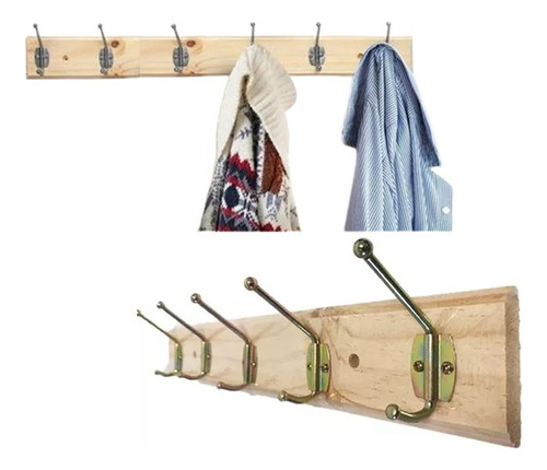 Colgador Perchero De Madera Pared 6 Ganchos + Tornillos