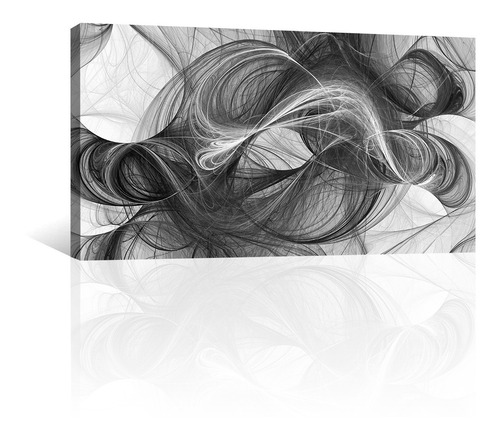 Cuadro Decorativo Canvas Abstracto Olas Grises Minimalistas