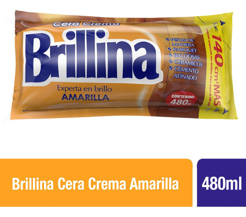 Cera Crema Piso Madera Amarilla Brillina 480ml