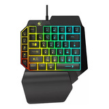 Teclado Gamer Semi-mecânico Uma Mão Colorido Ergonômico Usb Cor De Teclado Preto Idioma Português Brasil