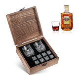 Juego De Piedra De Whisky, 2 Vasos, Caja De Madera, 8 Tartas