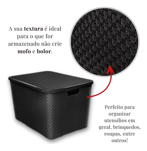 Cesto / Caixa Organizador Rattan De 40 Litros 5 Cores