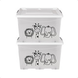 Set X2 Cajas Organizadoras Apilable Ruedas Mediana 62x40x33