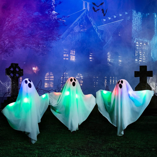 3pcs Fantasma De Halloween Estacas De Jardín Decoraciones