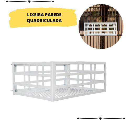 Lixeira De Calçada Para Parede Muro Residencial Externa Cor Branco