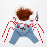 Roupa Pet Fantasia Chucky Haloween Cosplay Dia Bruxas Tam P