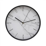 Reloj De Pared 30cm Diam Vidrio Plastico Silencioso Mármol 