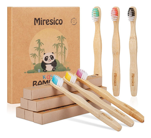 Cepillos De Dientes De Bambú Miresico Para Niños (paquete De