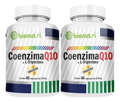 Kit 2x Coq Q10 Coenzima Q10 + L Triptofano 500mg - Bionutri