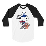 Playera Raglan 3/4 Capitán Snoopy Peanuts