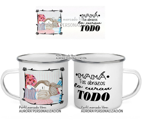 Mug Peltre Acero Regalo Mamá Pocillo Taza Metalica 16