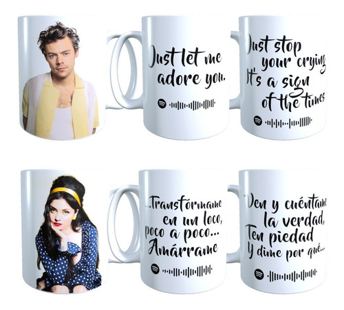 Tazas Personalizadas, Cantantes Canciones Y Codigo Spotify