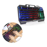 Teclado Iluminado Gamer Semi Mecânico Base Metal Celular Nf 