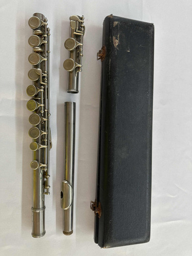 Flauta Transversal Marca Hernals Antiga No Estojo De Coleção