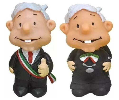 2 Amlo Figuras De Peje Muñeco 10cm Presidente Y Mariachi Duo