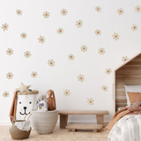 Vinilo Decorativo Pared Flores Margaritas Tierra Beige Mt44