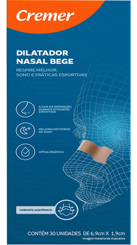 Dilatador Nasal Caixa Com 30 Unidades Cremer