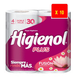 Papel Higiénico Higienol Doble Hoja 30 Metros X 4 Rollos X10