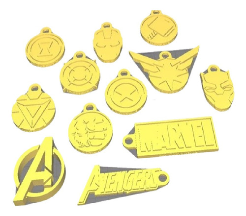 Llaveros Avengers Marvel Set Archivo Stl Impresion 3d 