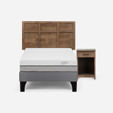 Cama Pratta 1 Plaza Pata Madera + Muebles Robin Tostado