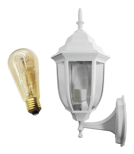 Farol Clasico Blanco Adir 2 Posiciones + Foco Vintage Edison