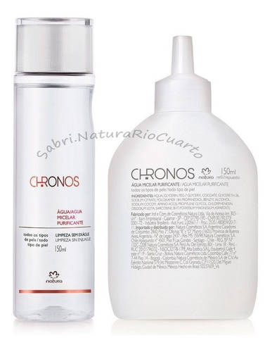 Agua Micelar Envase + Repuesto Kit Natura Chronos