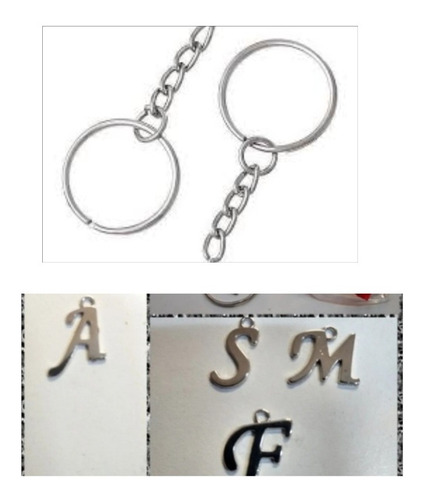 20 Llaveros +inicial Letra Metal 1.5cm Para Armar  Souvenirs