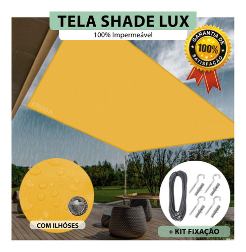 Tela Sombreamento 5x5 Mts Impermeável Shade Lux + Kit